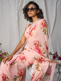 Pink floral saree set
