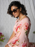 Pink floral saree set