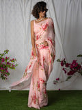 Pink floral saree set