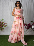 Pink floral saree set