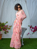 Pink floral saree set