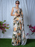 Ivory floral saree set