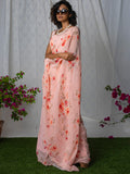 Pink floral saree set