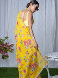 Yellow floral saree set