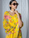 Yellow floral saree set