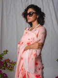 Pink floral saree set