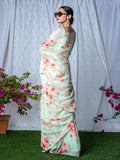 Pale green floral saree set