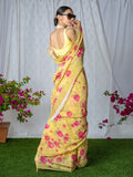 Mustard green floral saree set