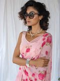 Pink floral saree set