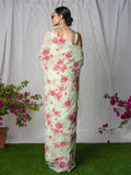 Pastel green floral saree set