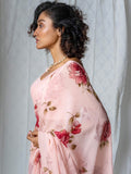Blush pink floral saree set