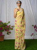 Mustard green saree set