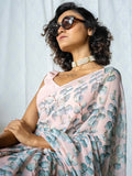 Pale pink floral saree set