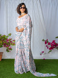 Pale pink floral saree set