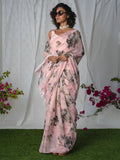 Pink floral saree set