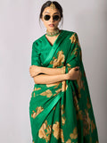 Emerald Green floral saree set