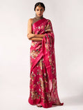 Rose pink floral saree set