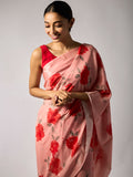 Pink floral saree set