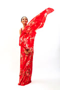Red floral saree set