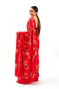 Red floral saree set