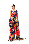 Navy floral saree set