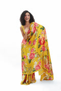 Mustard floral saree set