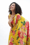 Mustard floral saree set