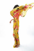 Mustard floral saree set
