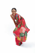 Bright pink floral saree set