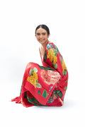 Bright pink floral saree set