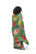 Dusty green floral saree set