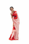 Nude pink floral saree set