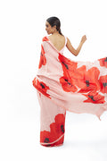 Nude pink floral saree set