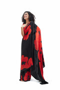 Black abstract floral saree set
