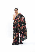 Black floral saree set