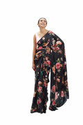 Black floral saree set