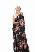 Black floral saree set
