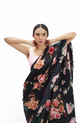 Black floral saree set