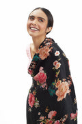 Black floral saree set