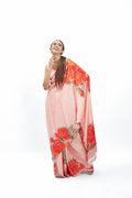 Light Pink abstract floral saree set
