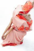 Light Pink abstract floral saree set