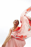 Light Pink abstract floral saree set