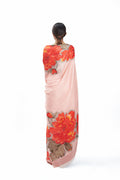 Light Pink abstract floral saree set