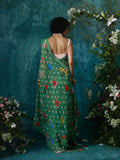 Green base polka floral saree set