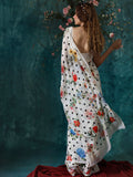 Multi polka floral saree set