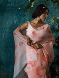 Pink floral saree set