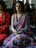 Mouse color floral saree set