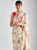 Ivory multi coloured tropical saree set