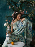 Blue floral saree set