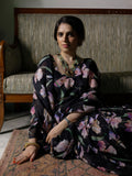 Black iris floral saree set